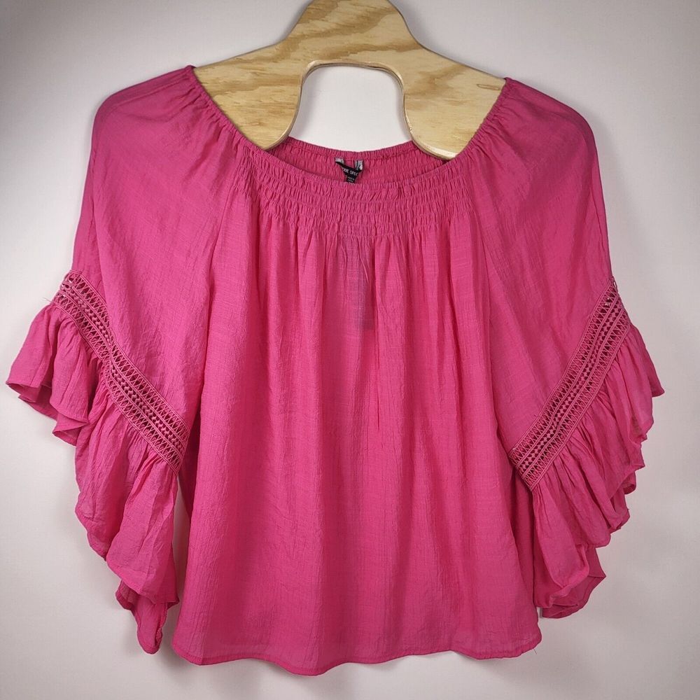 Unique Spectrum Women Plus Size 3XL Boho Fuchsia Blouse Shirt Butterfly Sleeve
